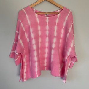 Fate pink white tie dye oversized cropped sweater